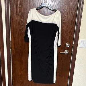 Chaps Bodycon Elegant Black and White Dress 18W EUC